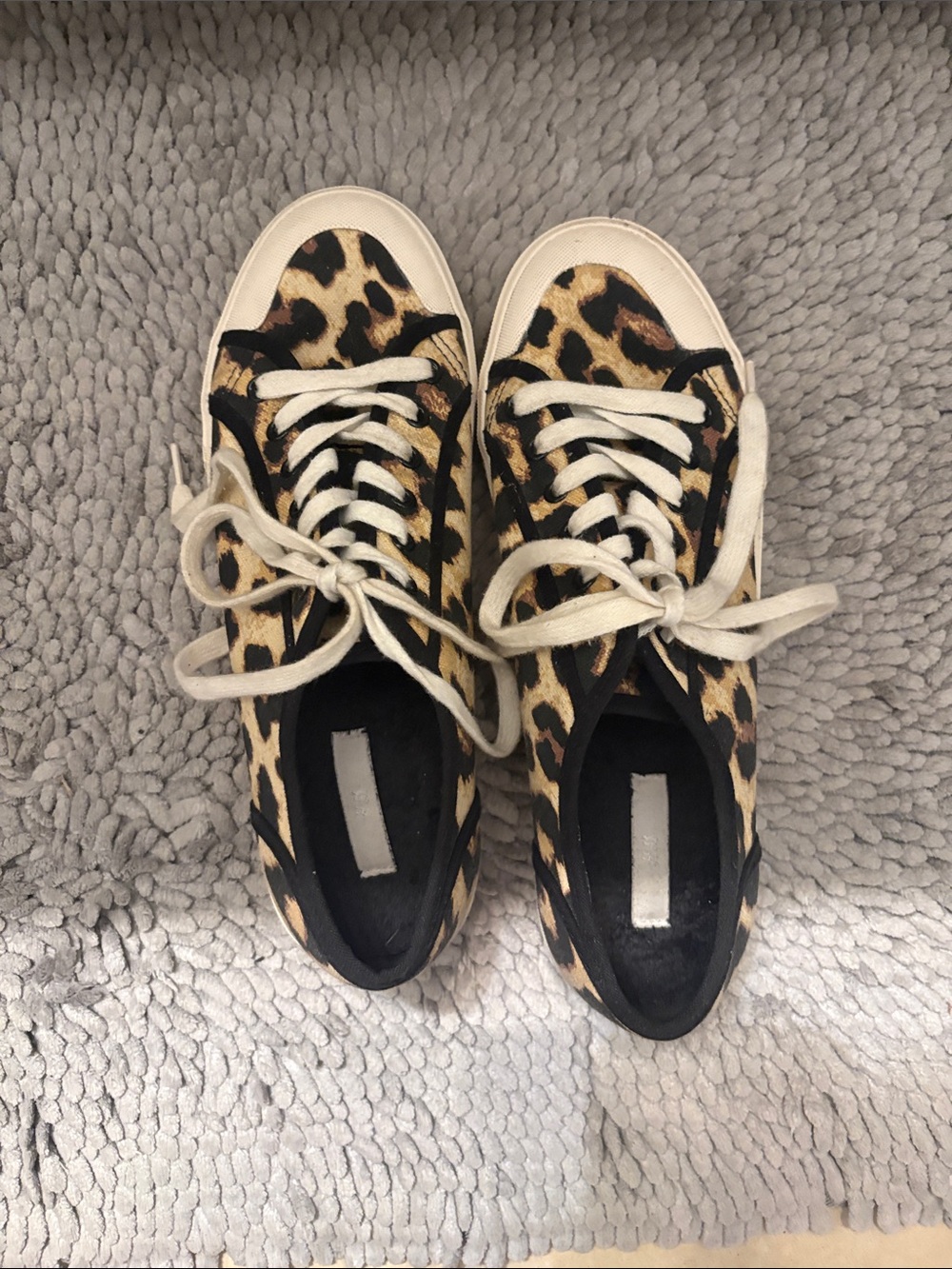 H&M Leopard Print Canvas Sneakers - Beige/Black